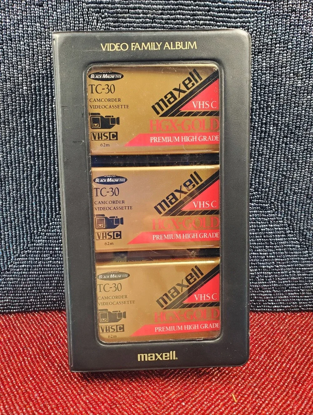 3 Pack Maxell TC-20 Camcorder Tapes HGX-Gold New Sealed w/STORAGE LIBRARY CASE